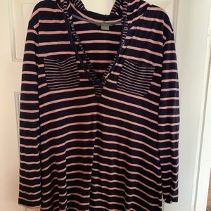 Natural Reflection Blue and Pink Hooded Dress